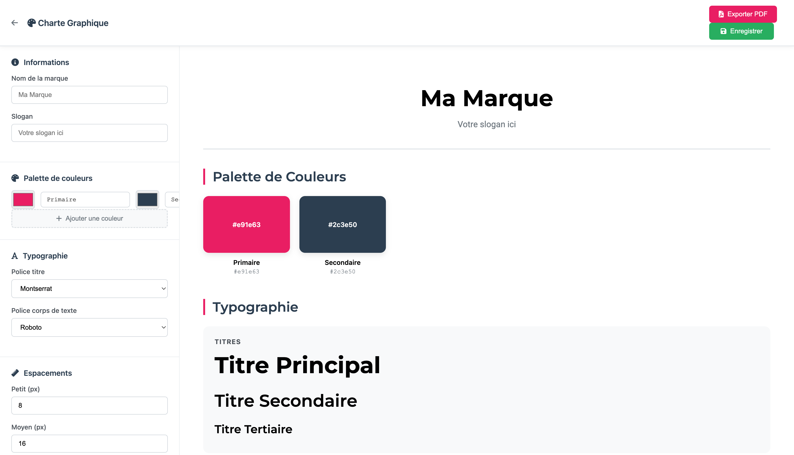 Aperçu Charte Graphique